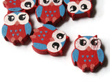22mm Red Beads Wooden Owl Beads Animal Beads Wood Beads Bird Beads Cute Beads Multicolor Beads Novelty Beads to String