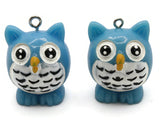 2 31mm Blue Owl Charms Resin Charms Bird Pendants Miniature Cute Charms Jewelry Making Beading Supplies kitsch charms Smileyboy