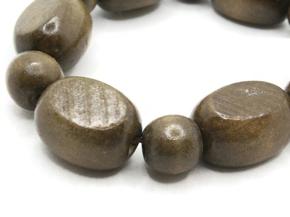 12 Brown Wooden Mixed Flat oval and Round Beads – Smileyboy Beads