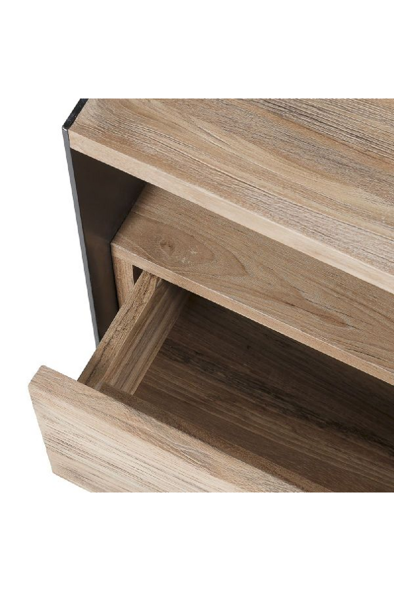 Iron Framed Teak Bedside Table Dareels Geox | Wood Furniture