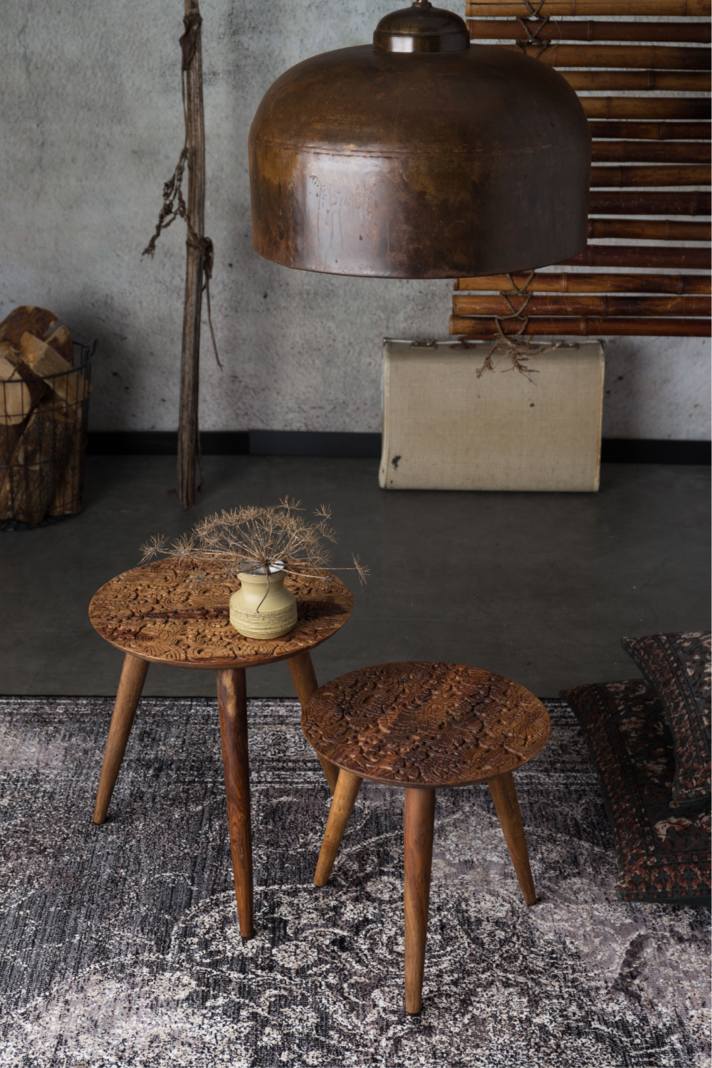 influenza Orthodox rooster Round Wooden End Table L | Dutchbone | European Wood Furniture