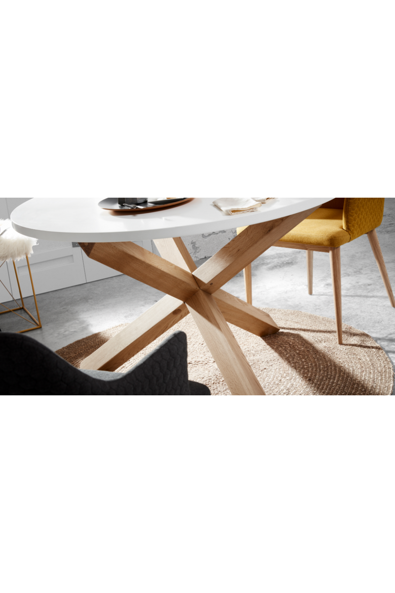 White Round Mikado Leg Dining Table | La Forma Nori | Woodfurniture.com