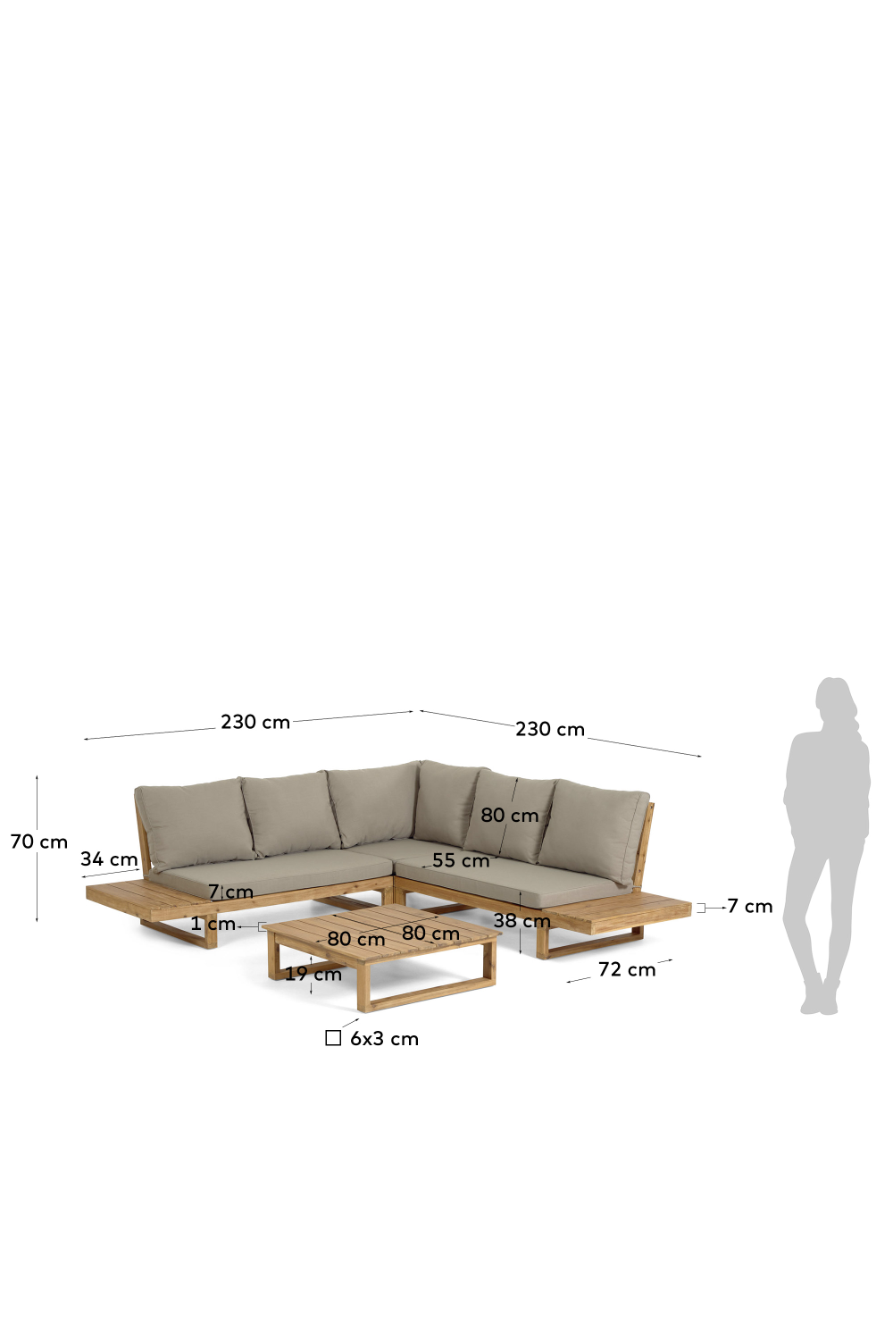 Sofá esquinero de exterior de 5 plazas | La Forma | Muebles de madera de  calidad