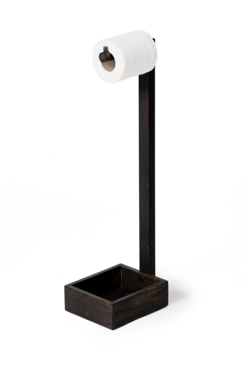 Oak Standing Toilet Paper Holder with Storage | Wireworks Mezza | OROA TRADE