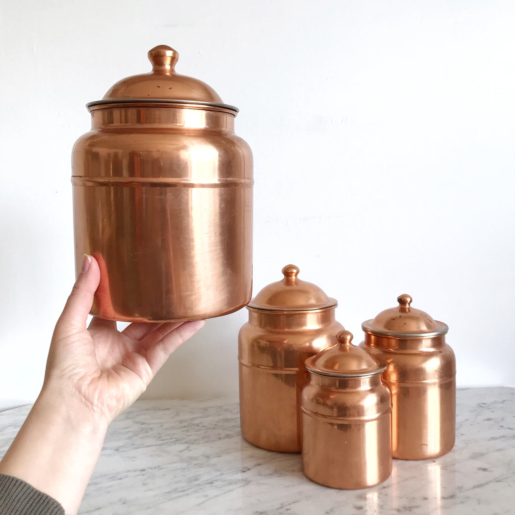 Copper Kitchen Canisters - Complete 5 piece Set - Sertodo