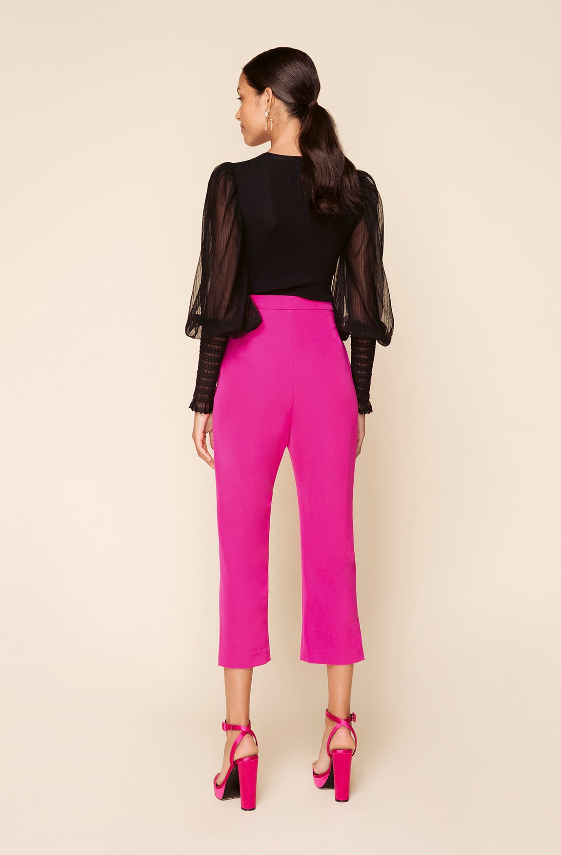 hot pink pant suit