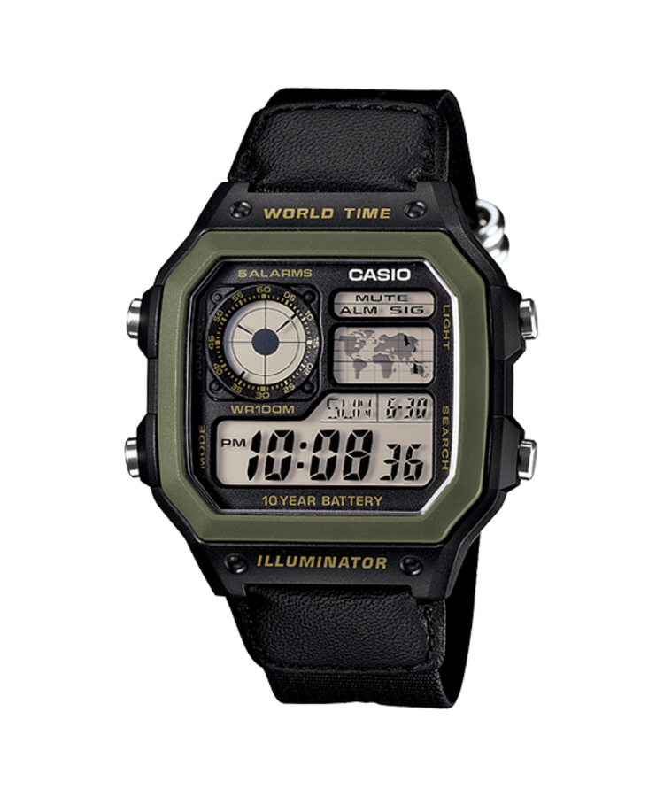 CASIO AE1200WH-1A Black World Time Digital Watch