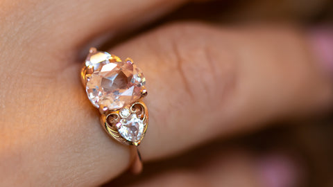 Vintage Inspired Morganite rose gold ring, Morganite engagement ring, 14k Rose gold ring with Morganite