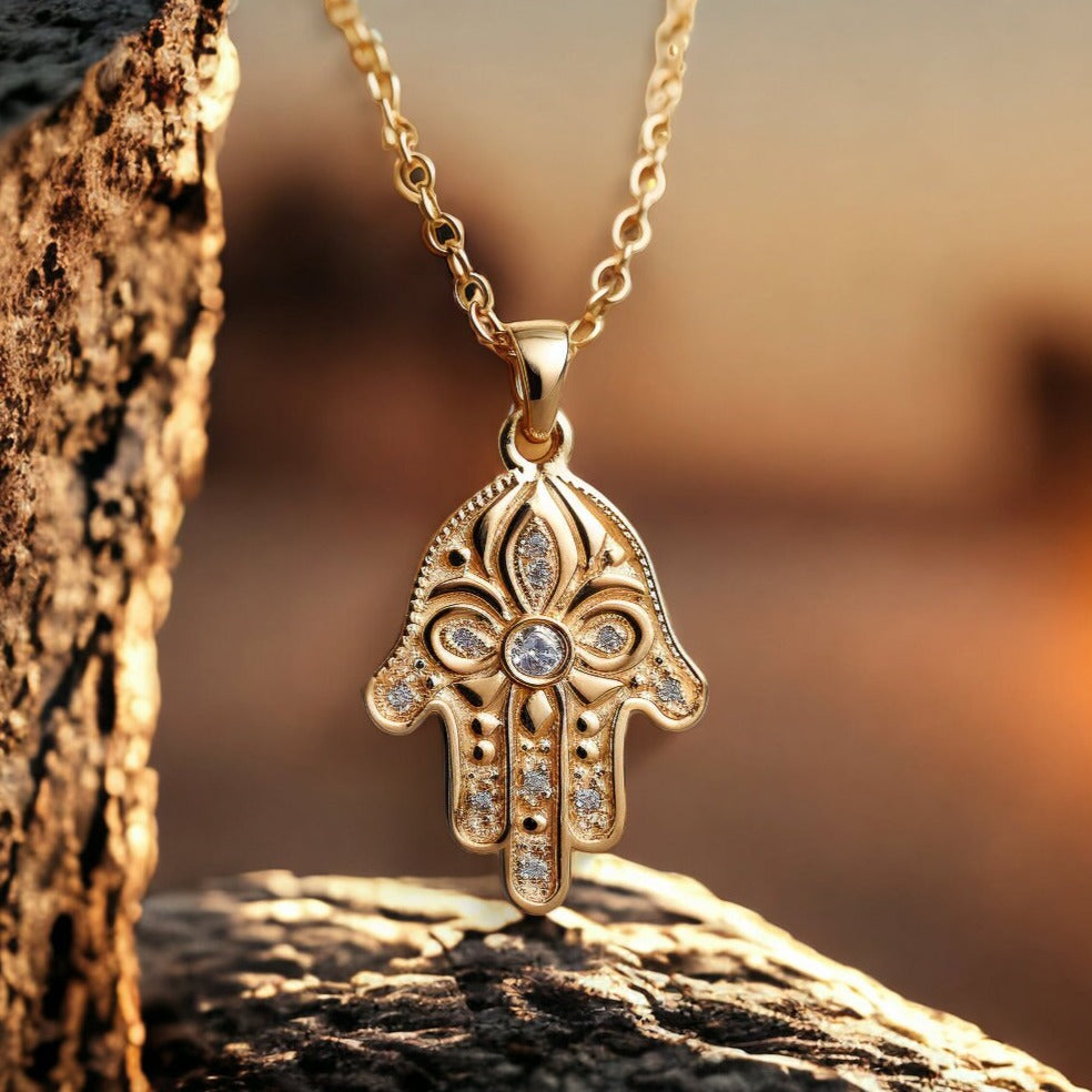 Hamsa Pendant Necklace, Hand Of God Protection Necklace - Sivan