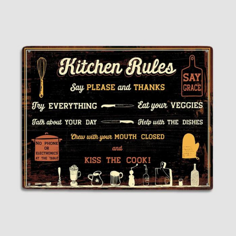 Kitchen Rules Sign - cute custom gifts for home cooks