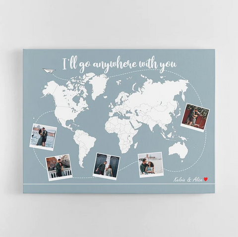 Personalized World Travel Map - perfect anniversary gift for travel lovers