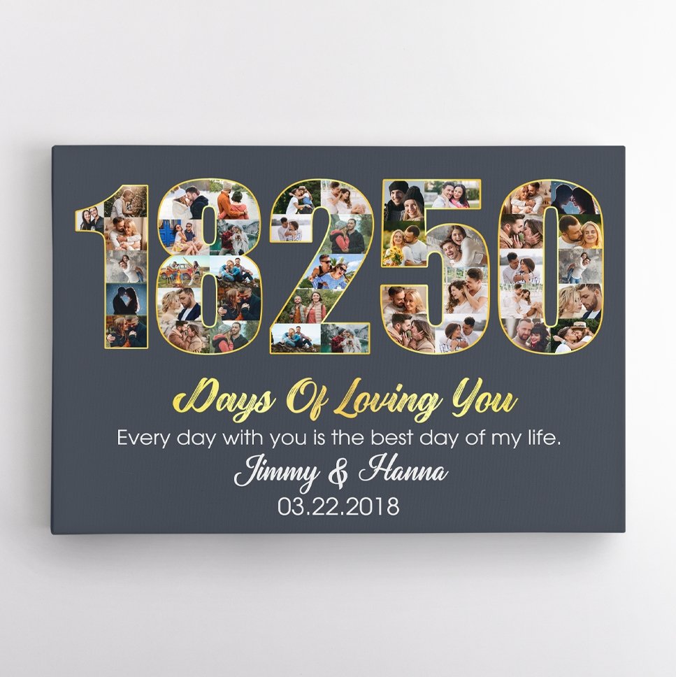 50th Wedding Anniversary 18250 Days Of Loving You Custom Photo Collage