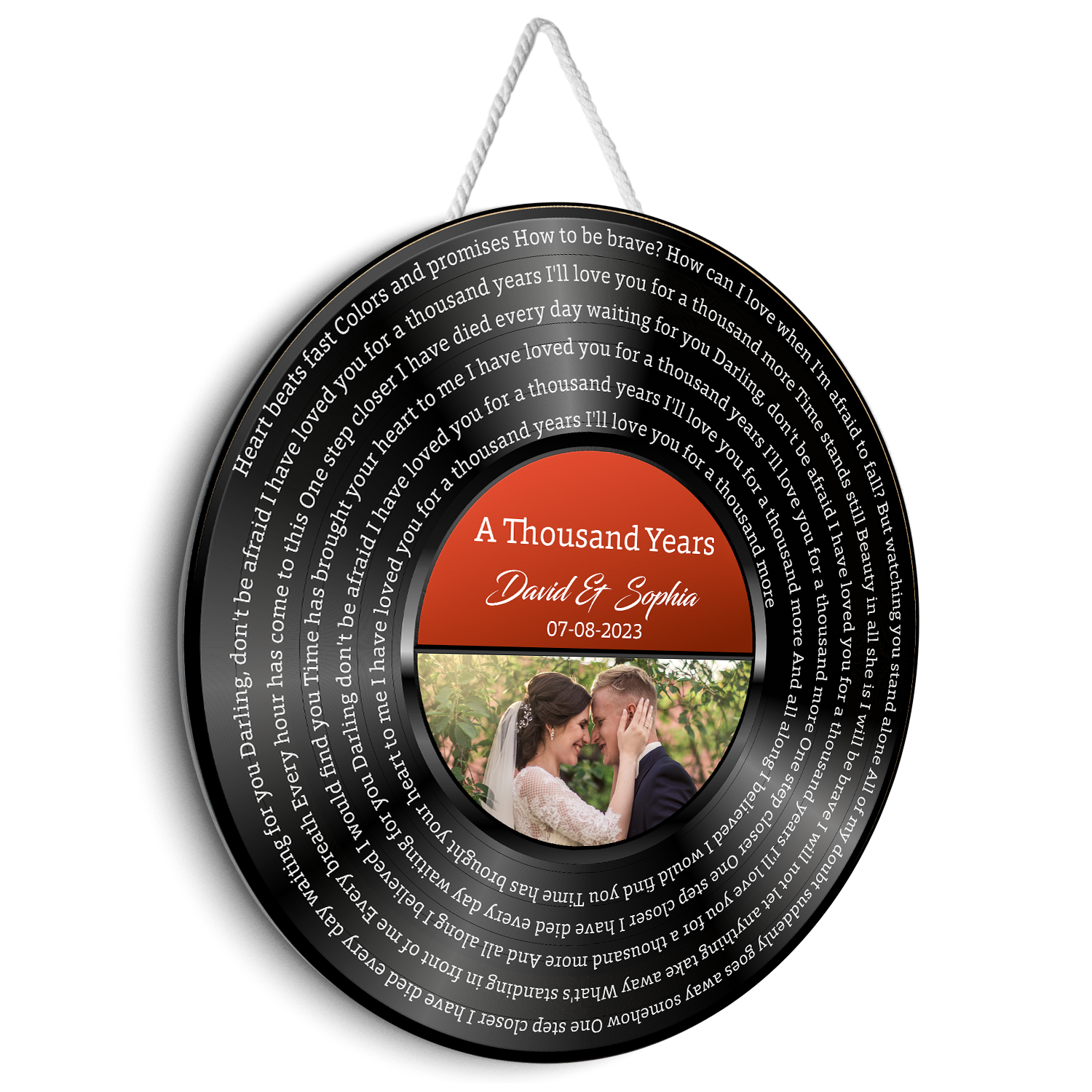 Custom Song Lyrics, Vinyl Record, Upload Photo, Customizable Song Name And Text Round Wood Sign
