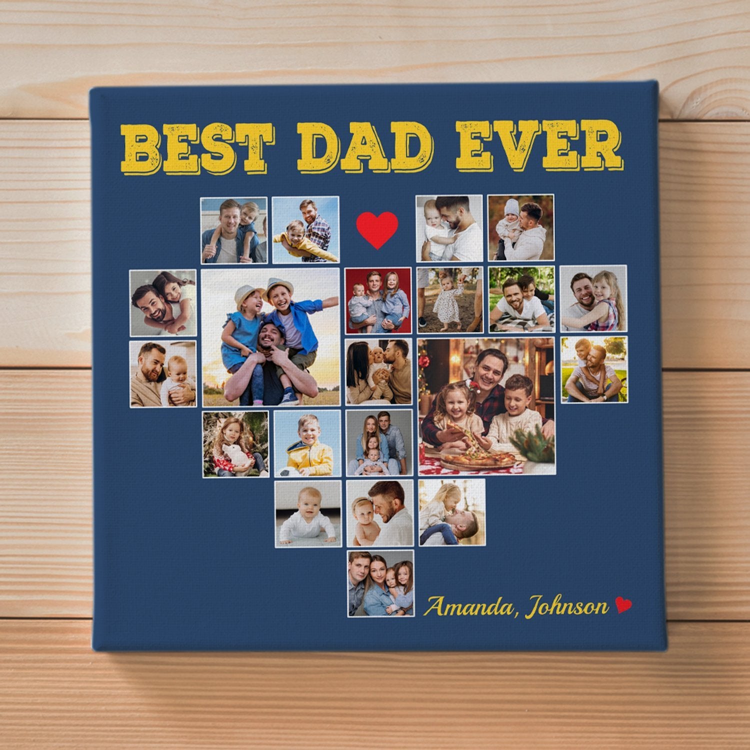 Girls usually love taking photos, right? So, there couldn't be any way better than using your photos taken with daddy to bring him the best father’s day gift. This Best Dad Ever Canvas helps you convert such special photos into a creative heart shape photo collage. Then, your dad can display all his favorite memories and beautiful pictures in one place!