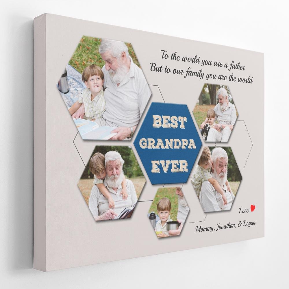 Find a way to revive unforgettable memories with your best grandpa ever? There couldn't be any way better than with a photo collage canvas print displaying all your beautiful pictures in one place. Just provide photos and add a message to make it one-of-a-kind. It’s not just a good fathers day gift but also a stunning wall decor. He would love to hang it on his wall to beautify his home.