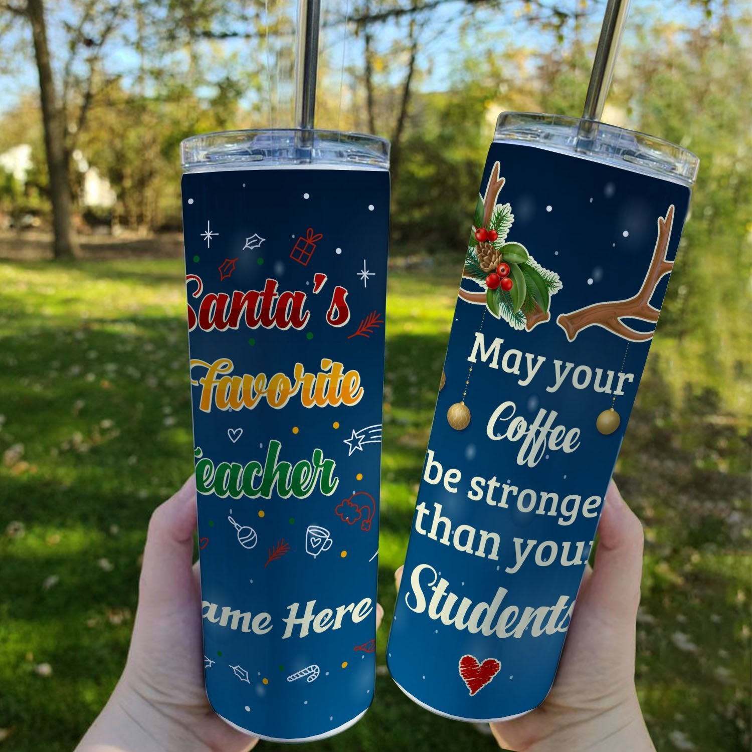 Custom 20oz Skinny Tumbler, This Girl Love Christmas