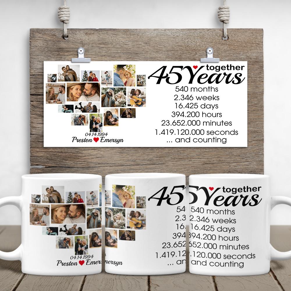 Your grandparents have been married for 45 years, and you're looking for a gift to mark their journey of love? So, why not choose 45th Years Together Photo Collage Mug. Let the grandparents drink morning coffee and keep their beautiful memories close by.