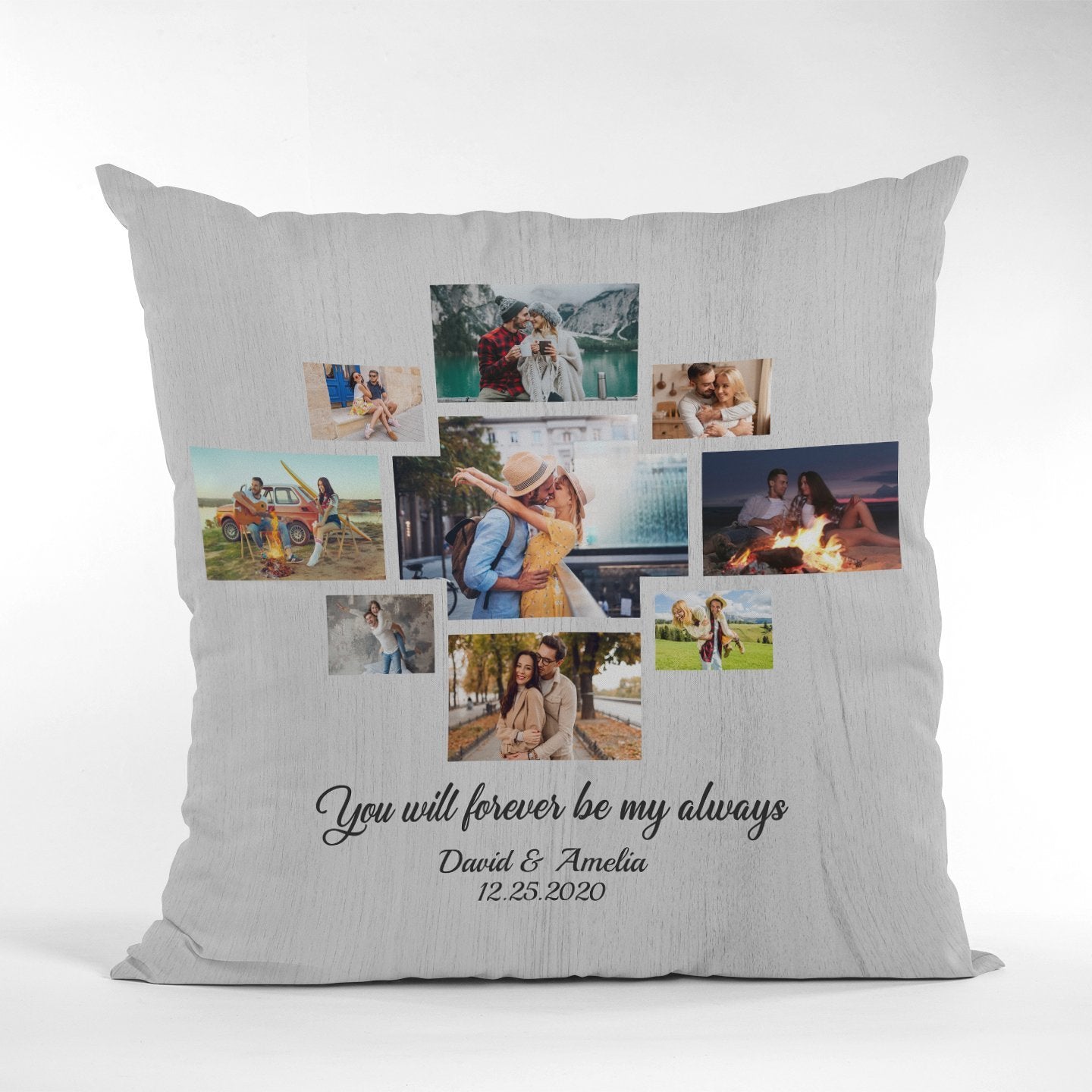 Custom Photo Collage And Text, 6 Pictures Pillow