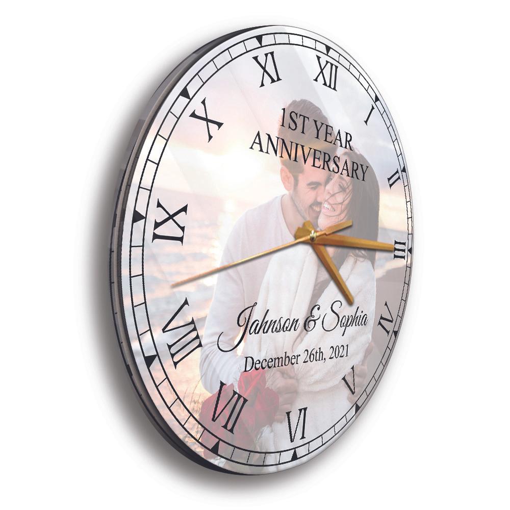 Customized Photo Engraved Wooden Wall Clock Gift – Picloon