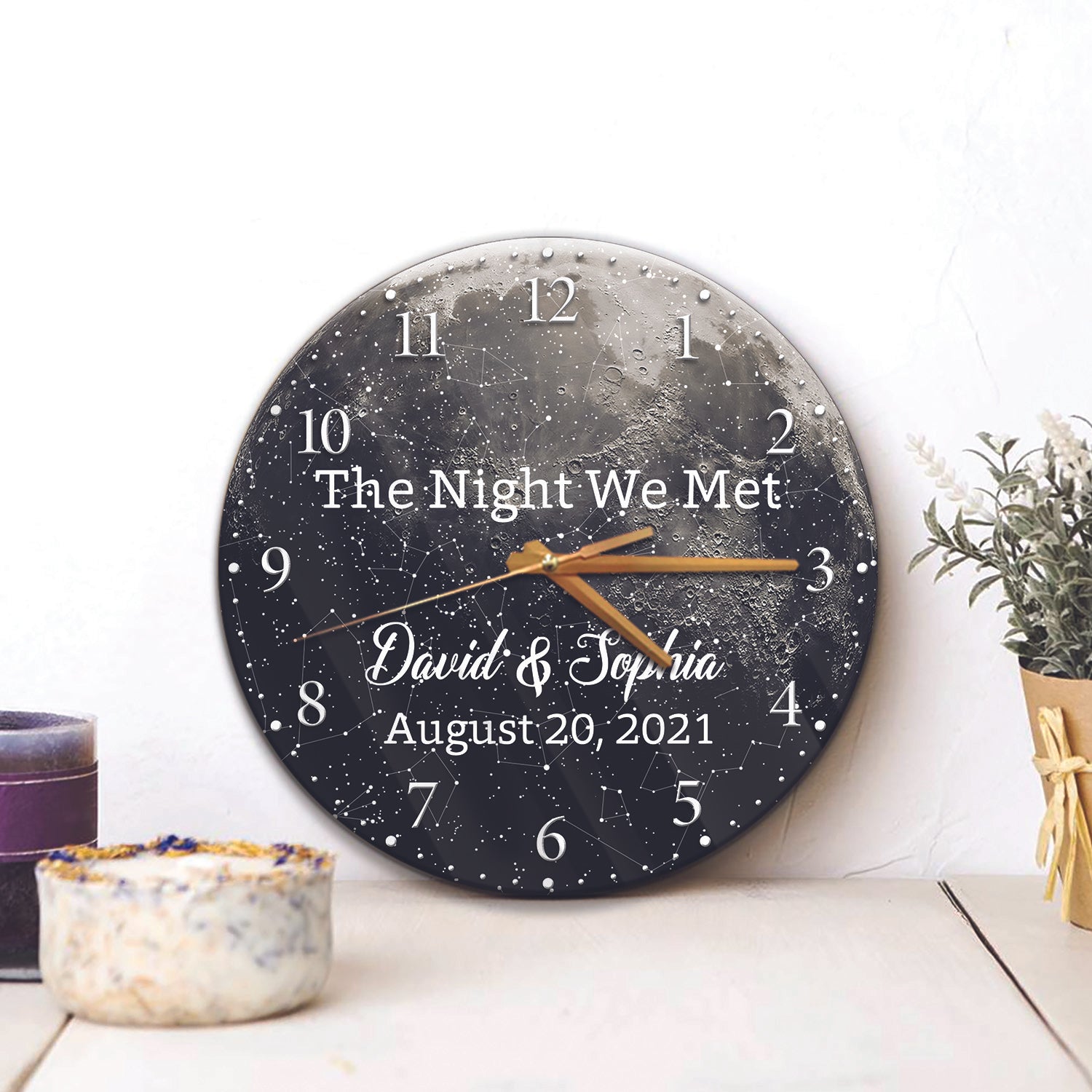 Custom wall clock with star map of the night we met