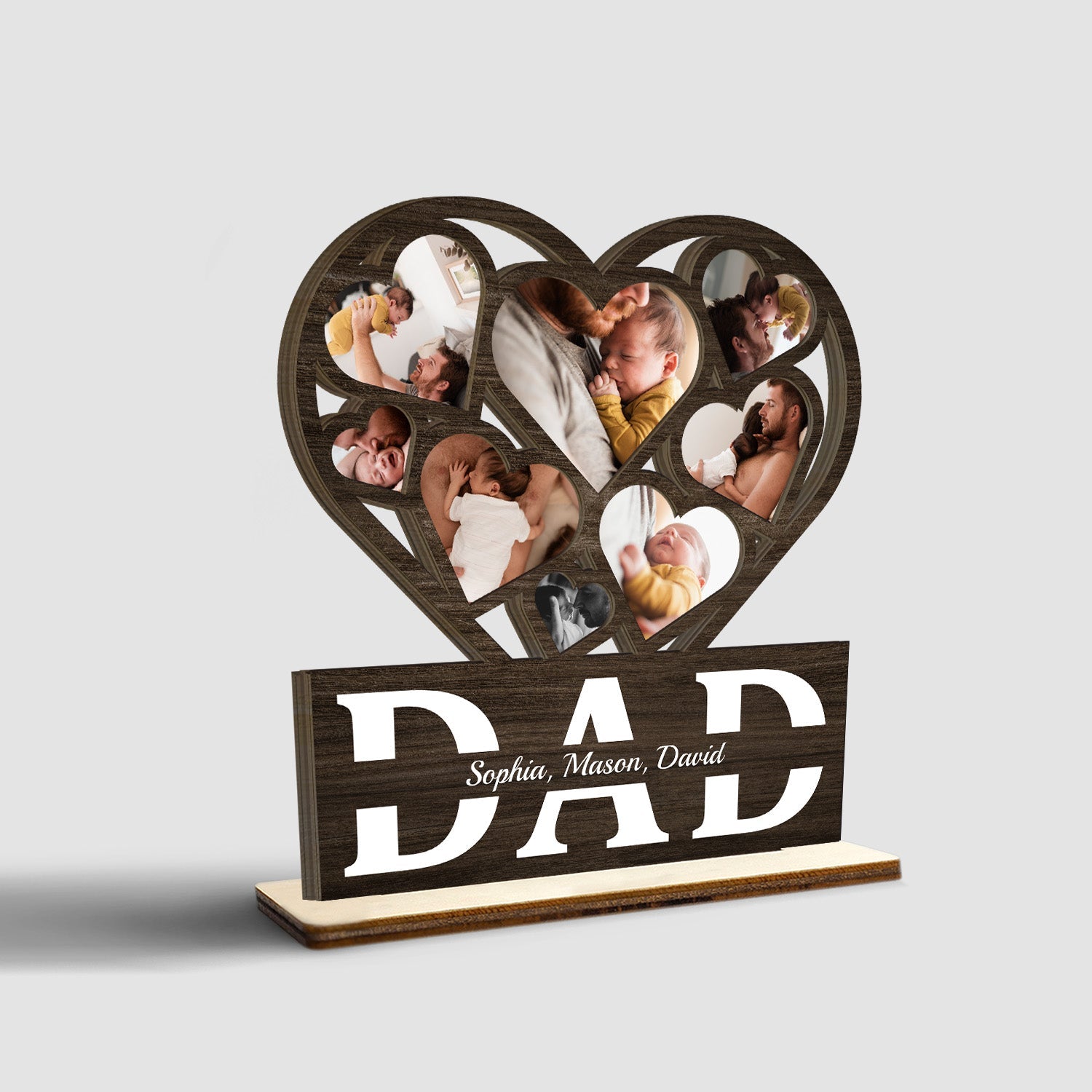 Dad, Custom Photo, Customizable Name, Wooden Plaque 3 Layers