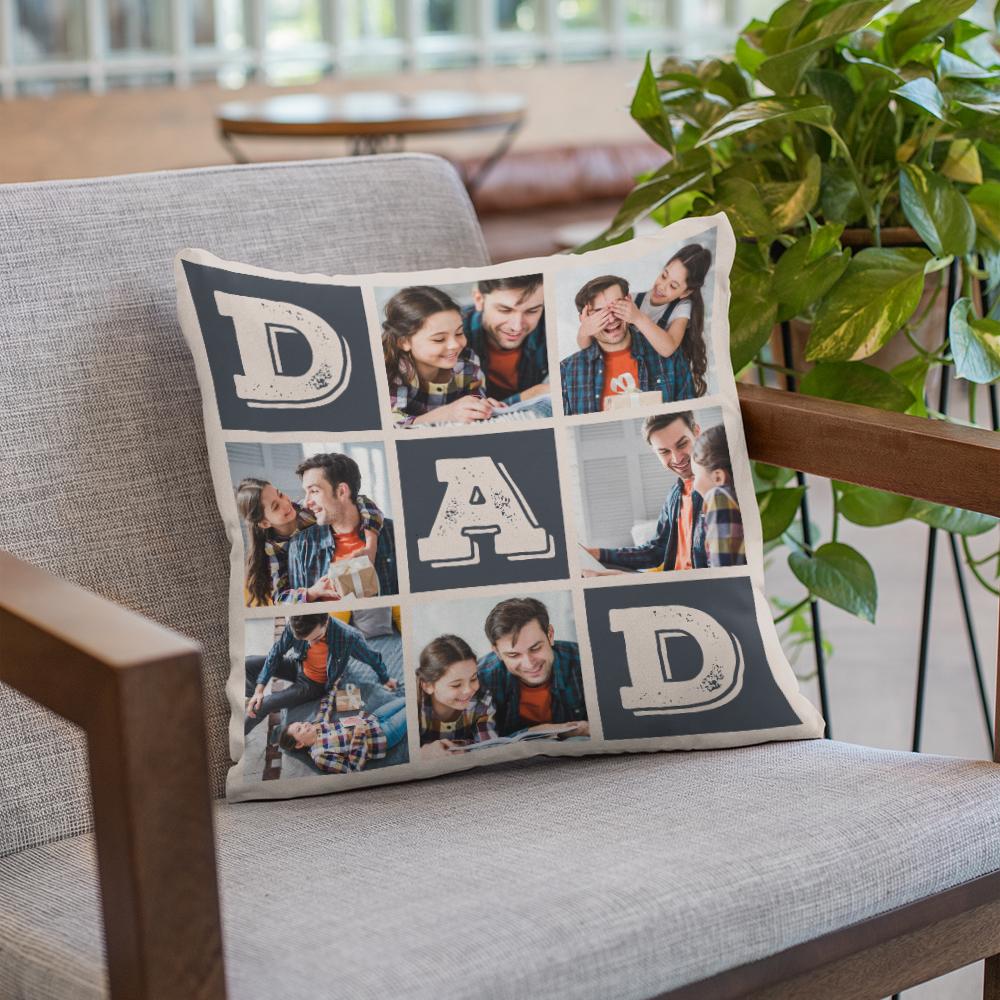 This custom throw pillow offers you to add up to 6 photos. It also can serve as a great sofa decor for his favorite living room. 