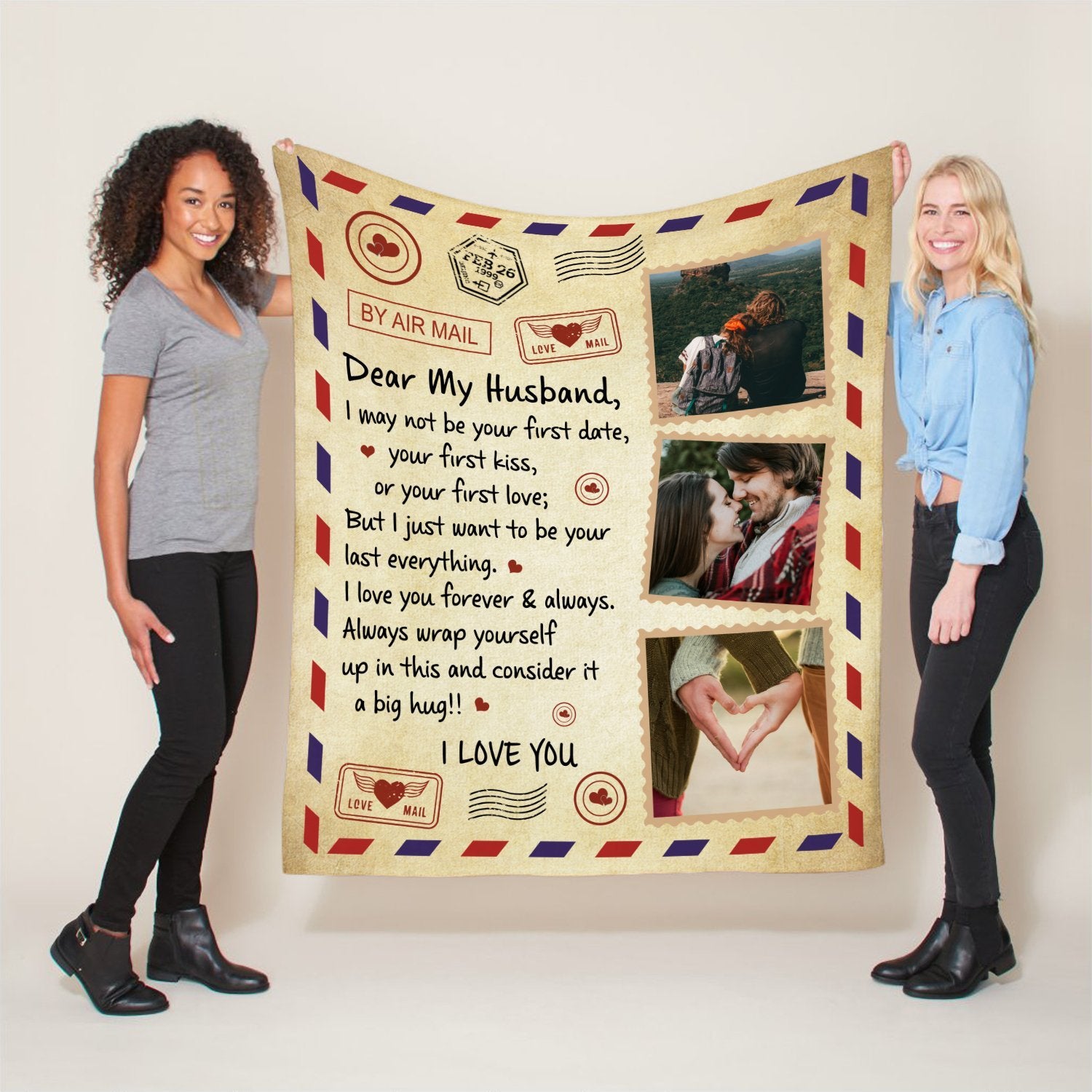 A custom photo blanket which your own couple photo and text print will be the most romantic valentine gift for him