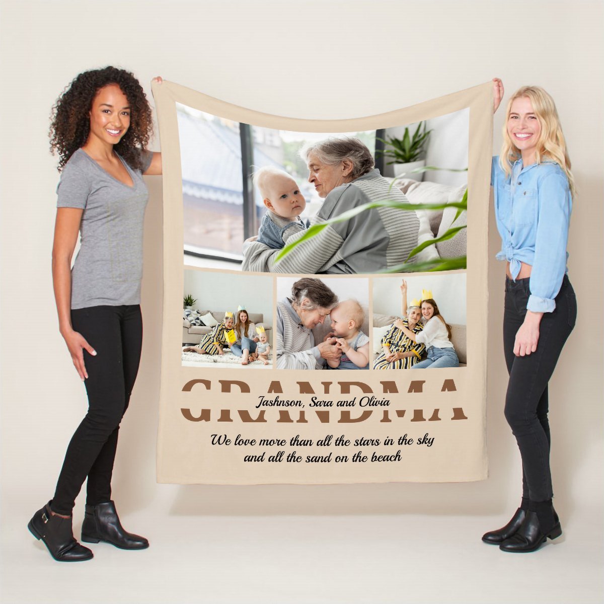 Looking for a way to strengthen the grandma-granddaughter bond? You’re in the right place. A warm blanket on cold days will be a thoughtful gift making you become the best granddaughter ever. You can create your very own Photo Blanket with name, photos, and message with just a few clicks!