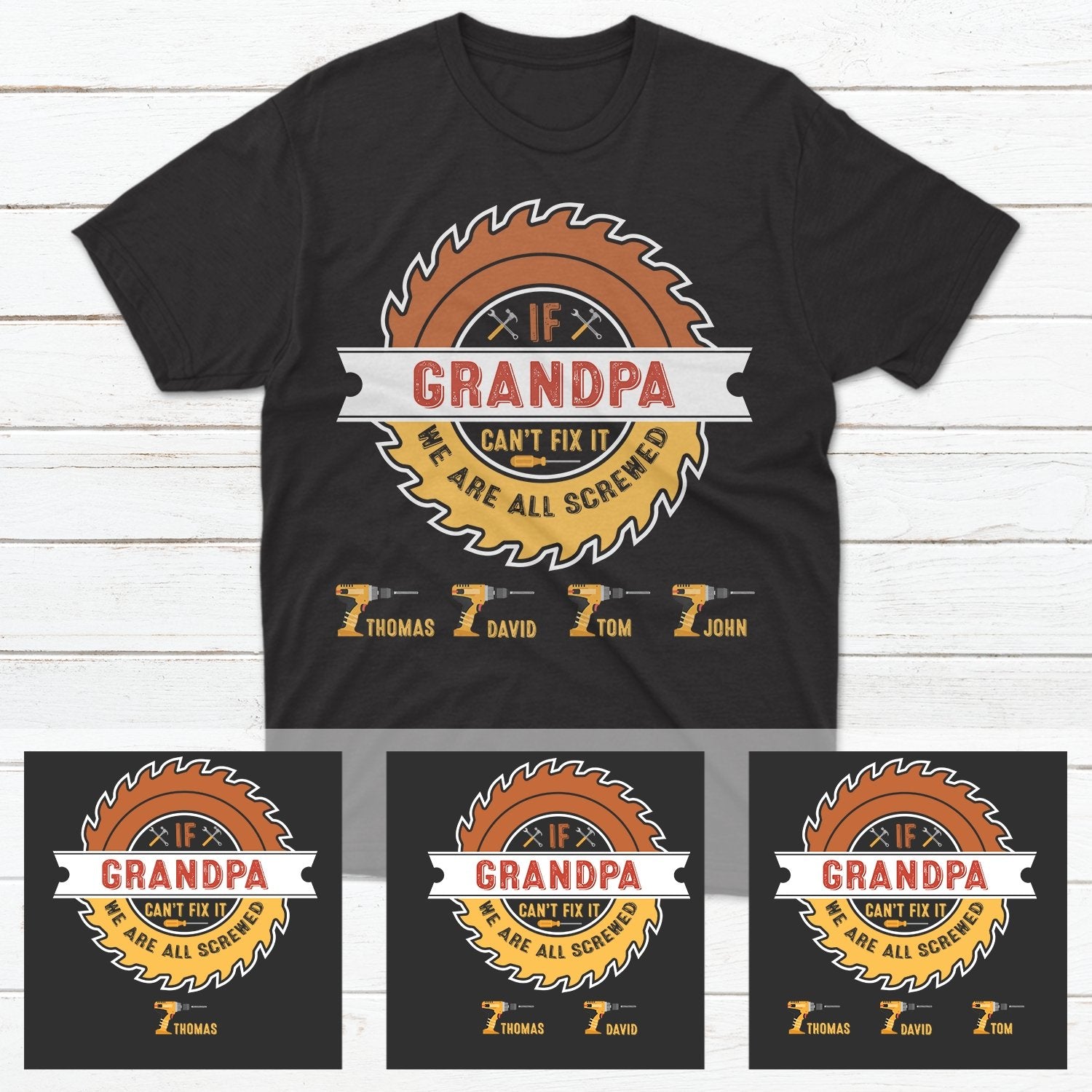 Hooked On Being Grandpa Customizable Shirt