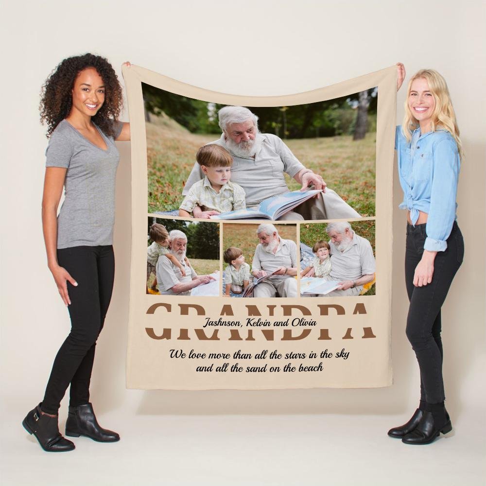 Custom Photo Grandpa Blanket Personalized With Name And Text