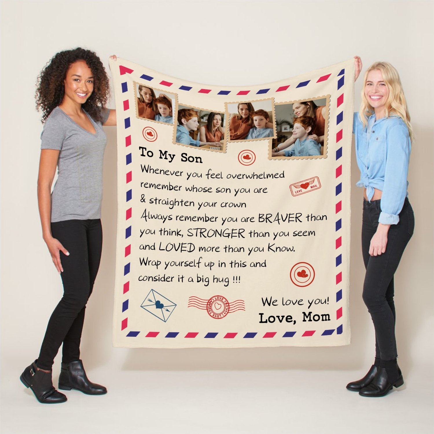 Want to give some words to your son in a “warm way” this Father’s day? Get him a Letter Blanket. The message on this blanket together with the photos you add will make him feel loved and give him more energy every day.