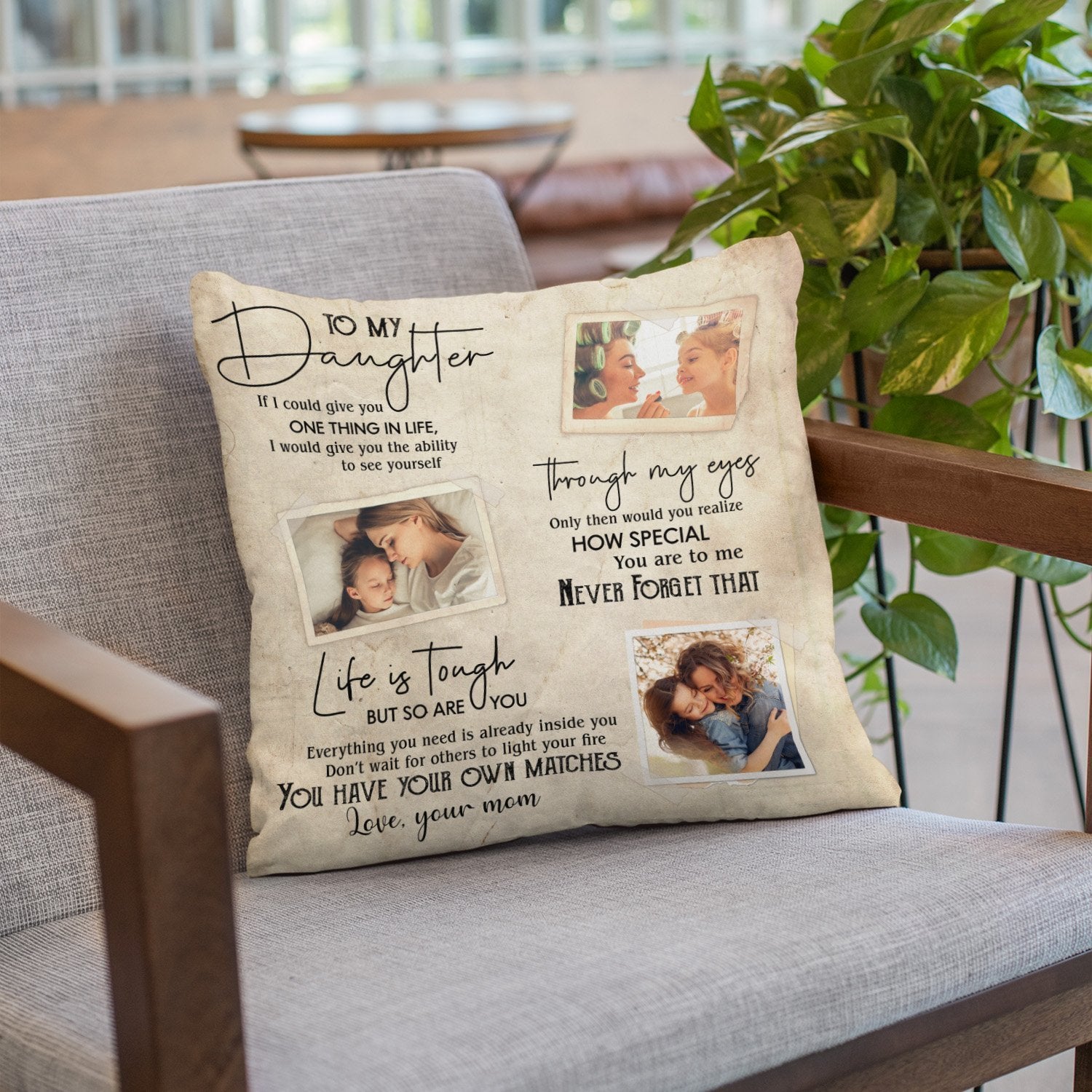 square pillow prints photos, lovely and heartfelt messages on light color background is the best valentine gift