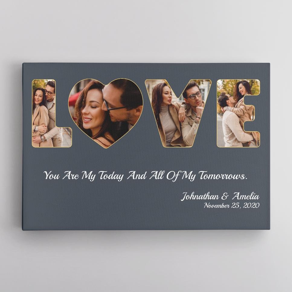 Husbands also need something romantic as much as wives do. So, let this photo wall art show him that the moment beside him is the happiest time of yours. Just adding your meaningful photos to turn this simple artwork unique and stunning.