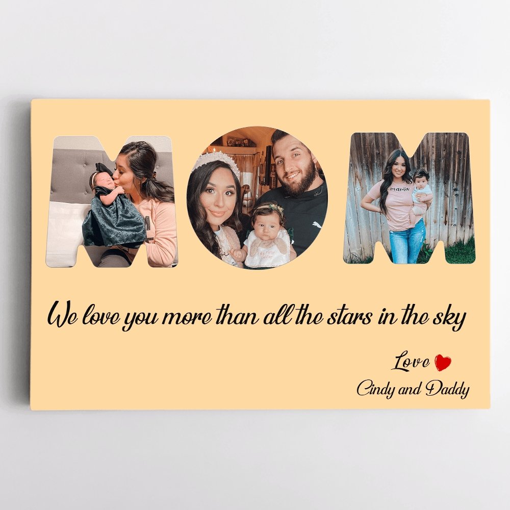 Canvas Wall Decor For Mom Personalized With Photo and Text, Maize Background Canvas