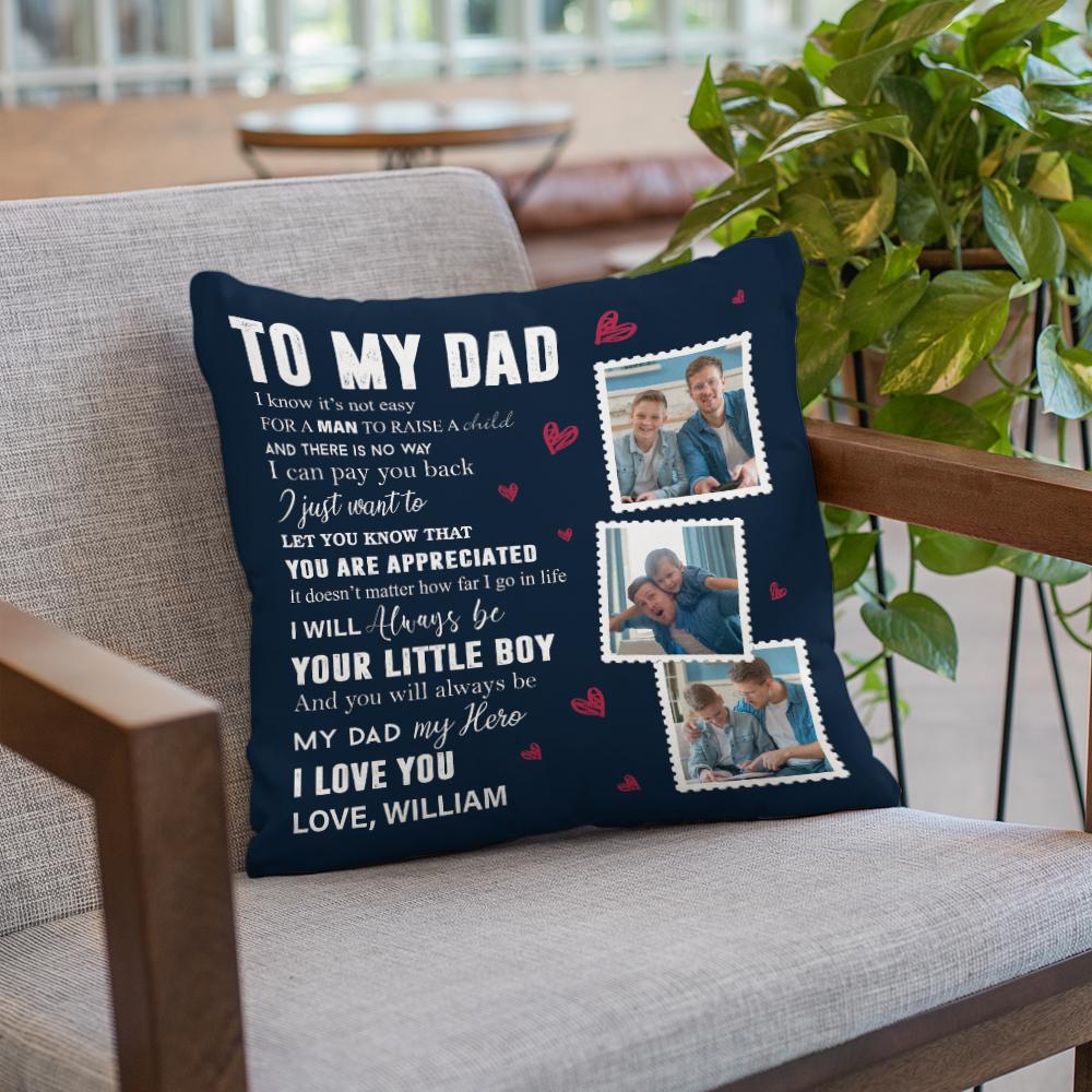 Wanna tell daddy that he is the hero you admire? Bring him this gift now: My Dad My Hero Custom Photo Pillow. The pillow already has a touching letter on it to help you tell dad how thankful you are to him. Just add 3 more photos for a personal touch. Give it to him and don’t forget to record the reaction on his happy face when he opens this cool personalized canvas gift!