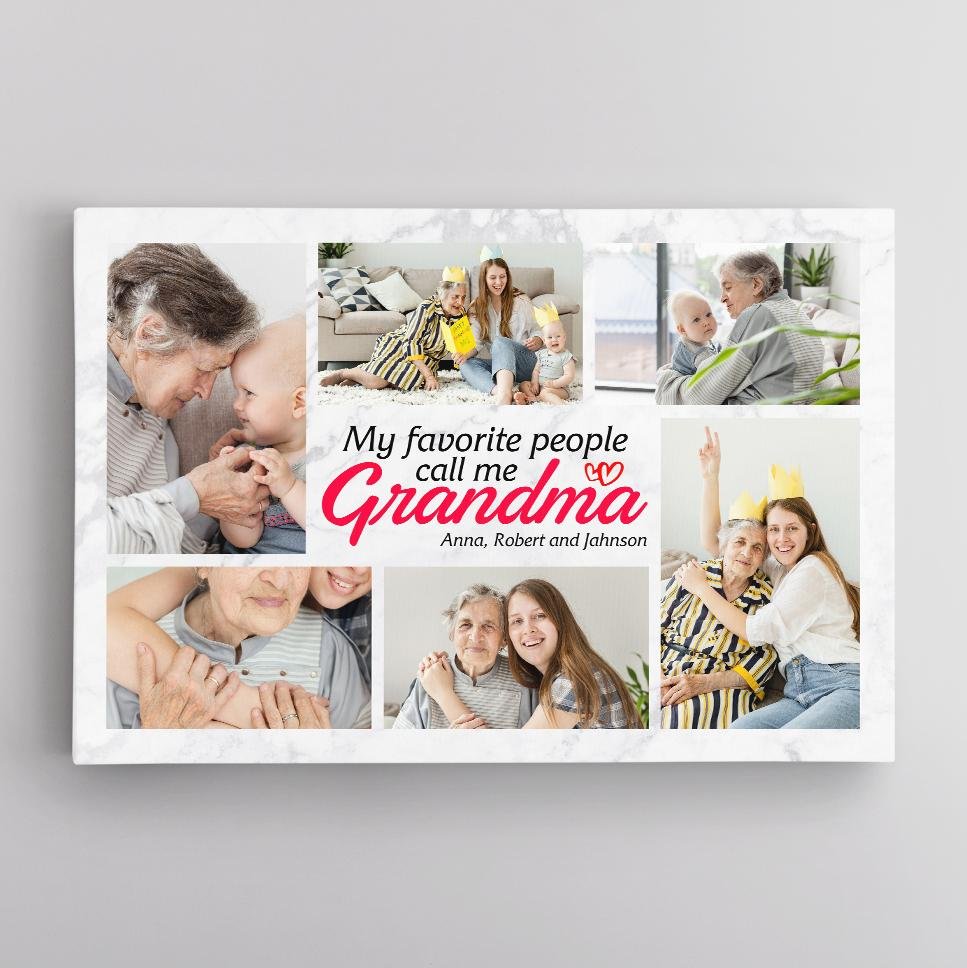 Mom Grandma Gifts Personalized Photo Canvas, Christmas Presents For  Grandma, Grandma Gifts With Grandkids Name - Best Personalized Gifts for  Everyone