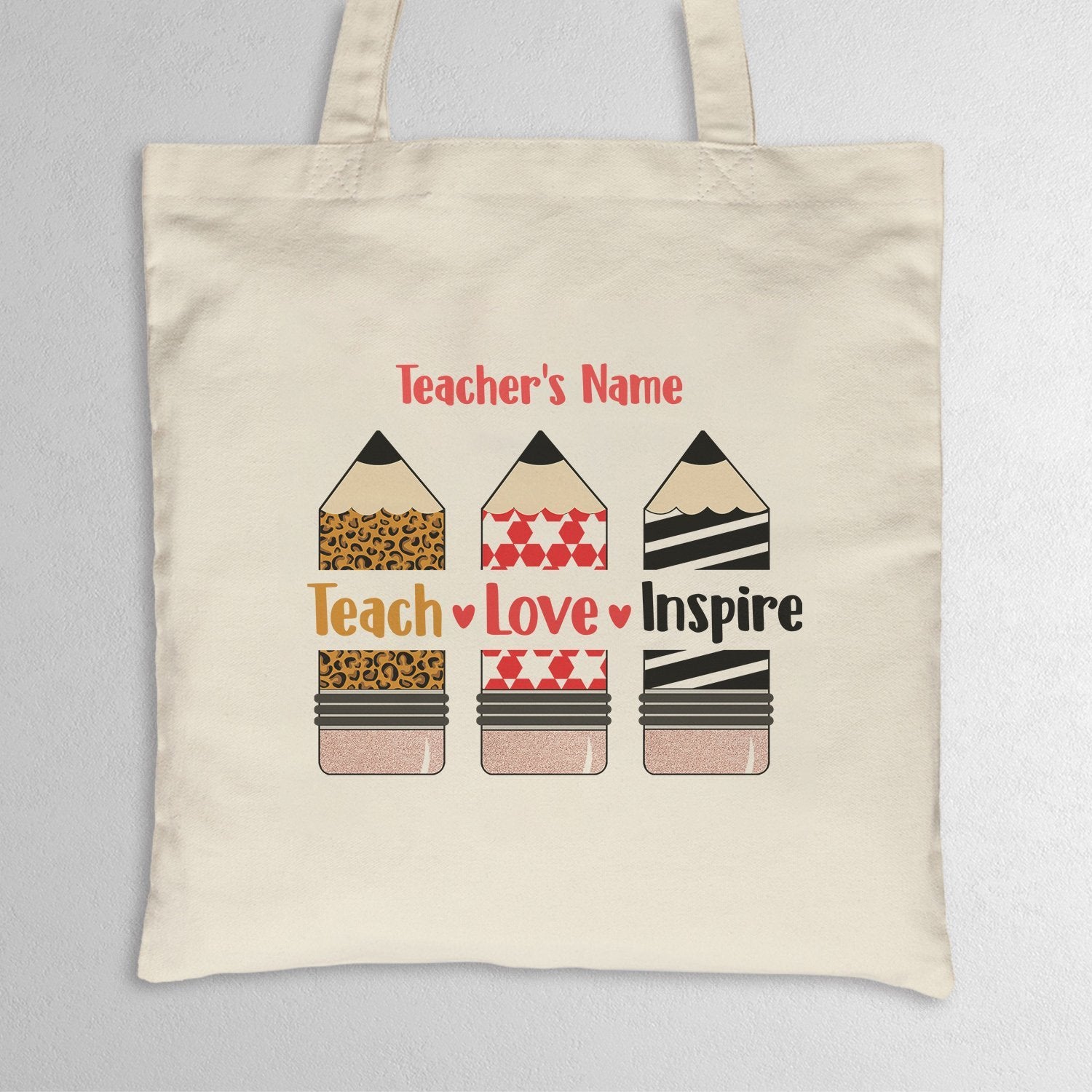 Rainbow Personalized Teacher Tote Bag Custom Teacher Name 