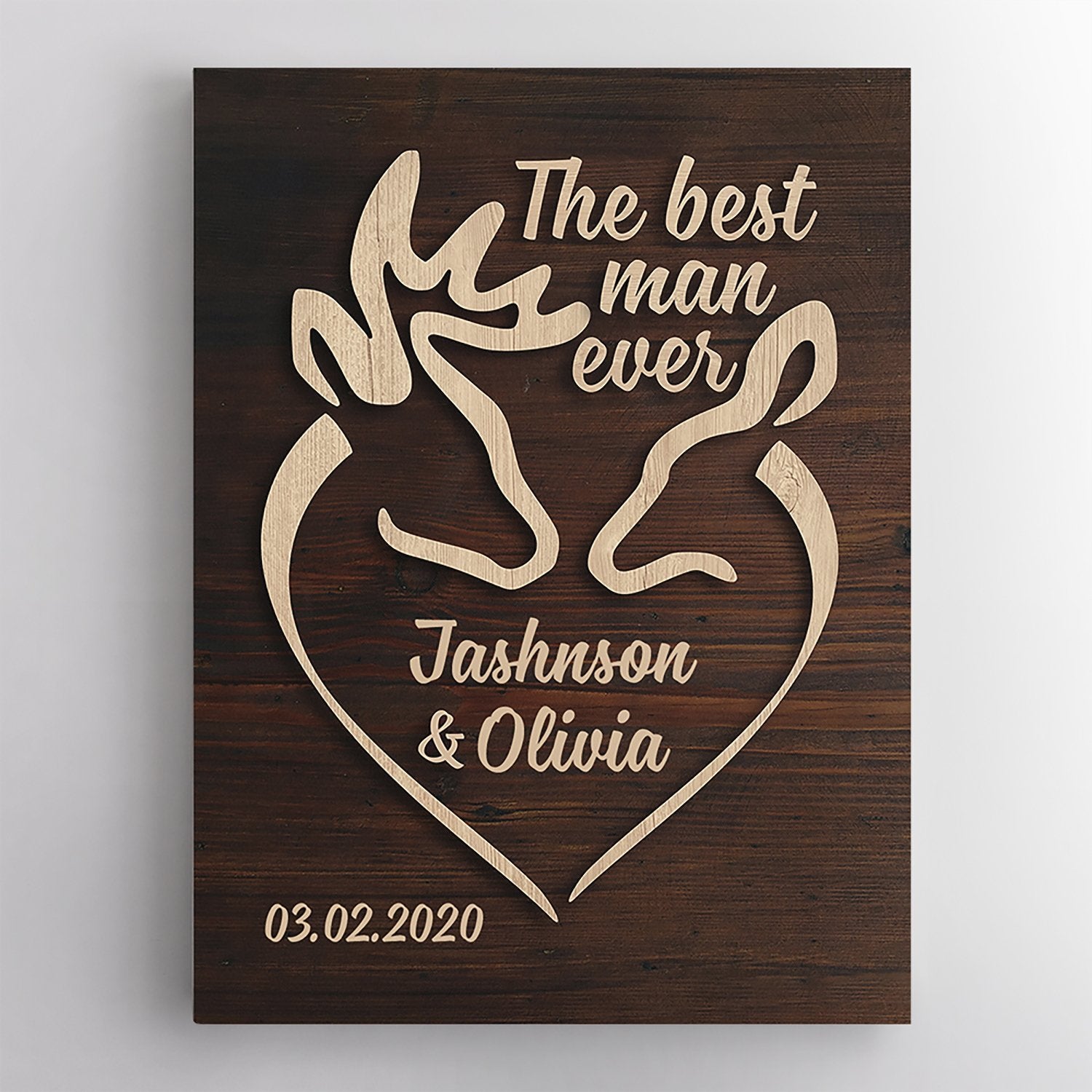 After all the fights, the struggles and the joy you have shared so far, you wanna say “Thank you for being my best man” to him? So, what better way to let him know your feelings than with this vertical wall decor idea? Your unconditional love and affection are greatly presented with two deer on the canvas print. 