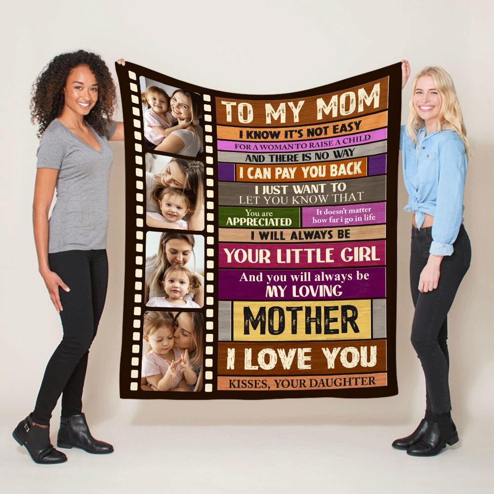 I Love You Mom Custom Love Letter Blanket Personalized With Photo and Name