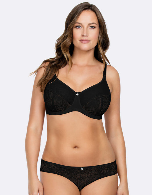 Adella Athena Aura Full Cup Side Support Bra Black/Blue Print – Brastop US