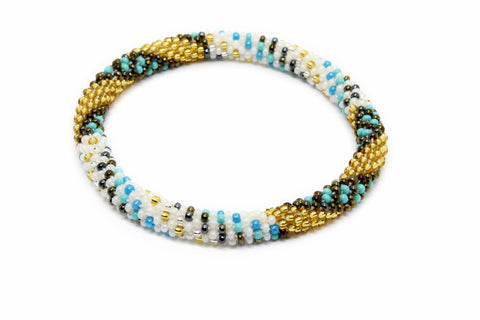 Luxe Metallics – LOTUS SKY: Beaded Roll On Bracelets Handmade in Nepal