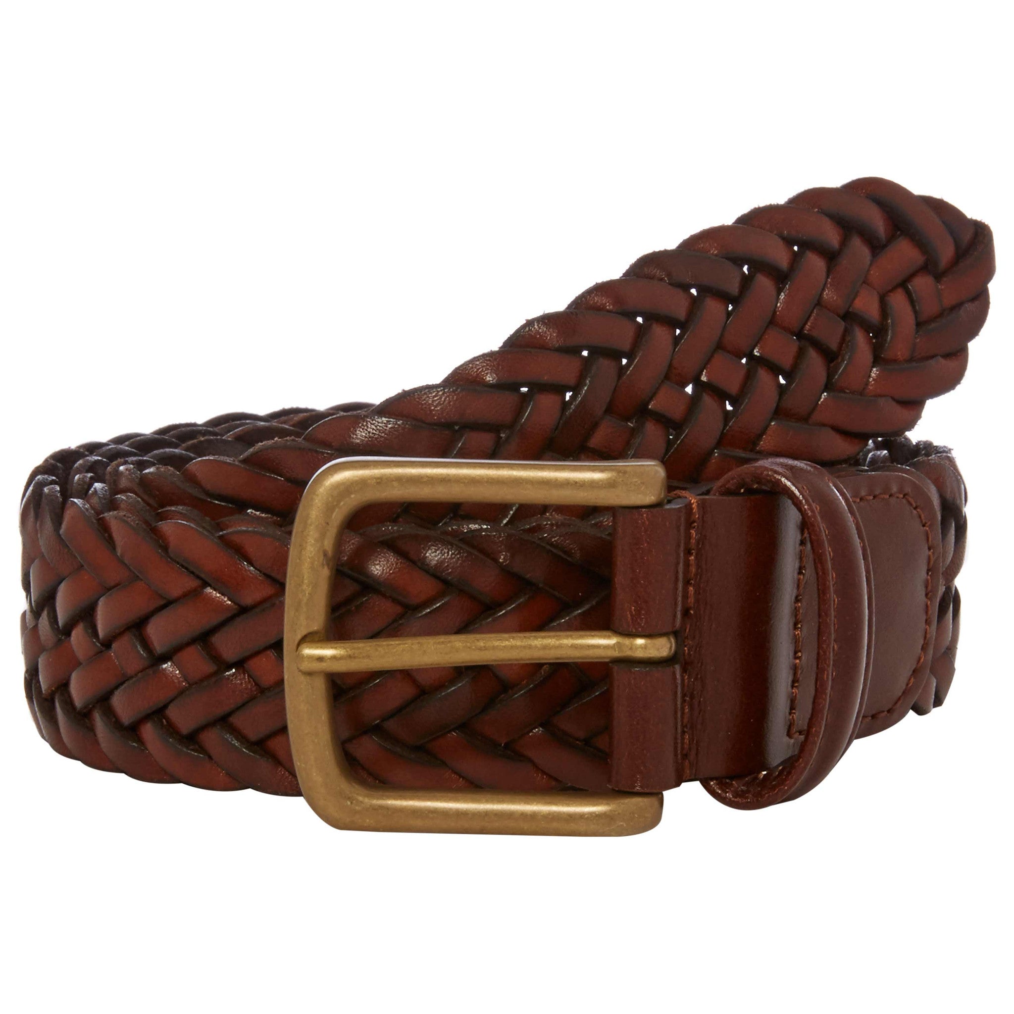 Ede & Ravenscroft - Ede & Ravenscroft | Plaited Leather Belt with Brass ...