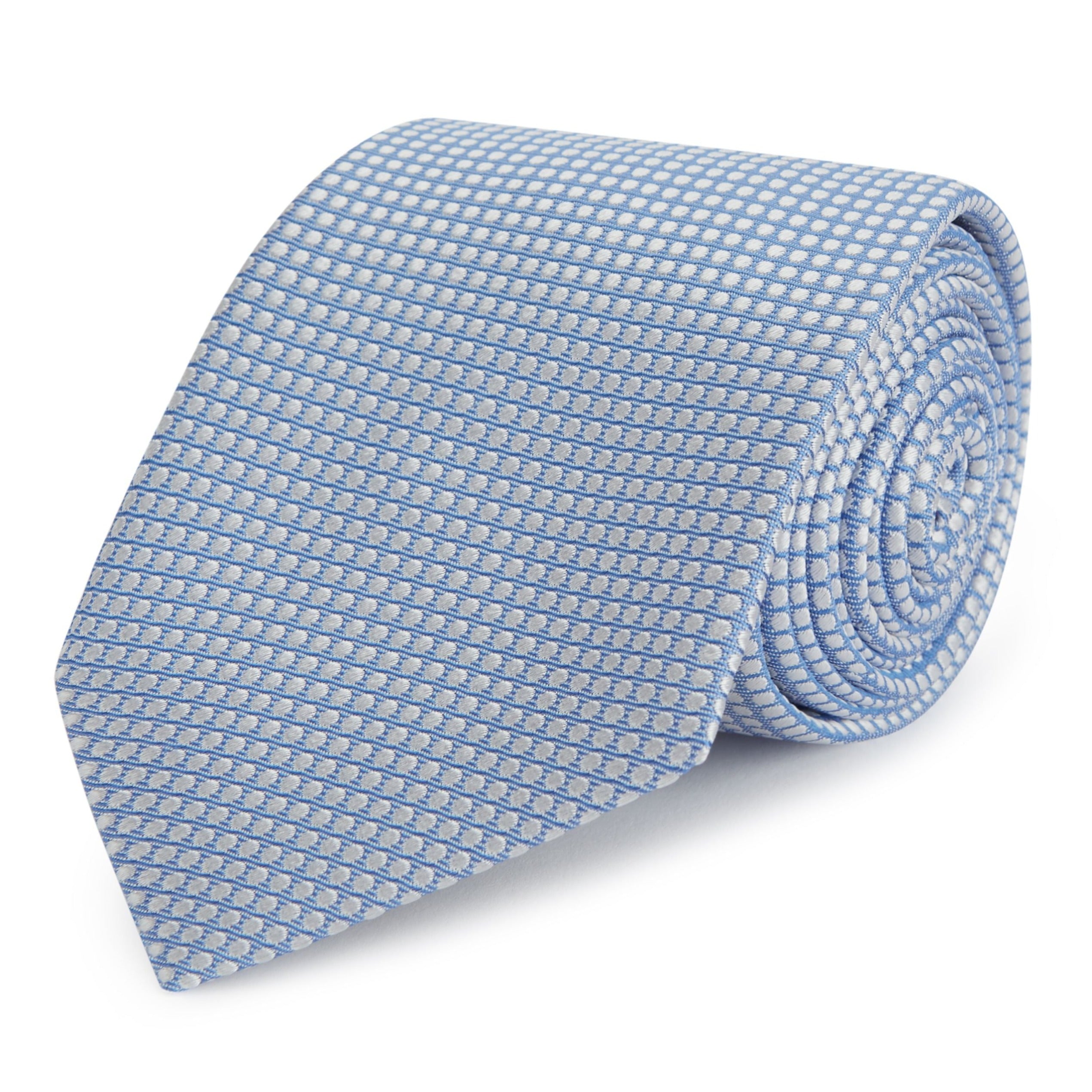 Ede & Ravenscroft - Ede & Ravenscroft | Spot Woven Silk Tie | Blue and ...