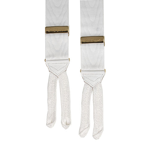 Silk Moire Braces In White