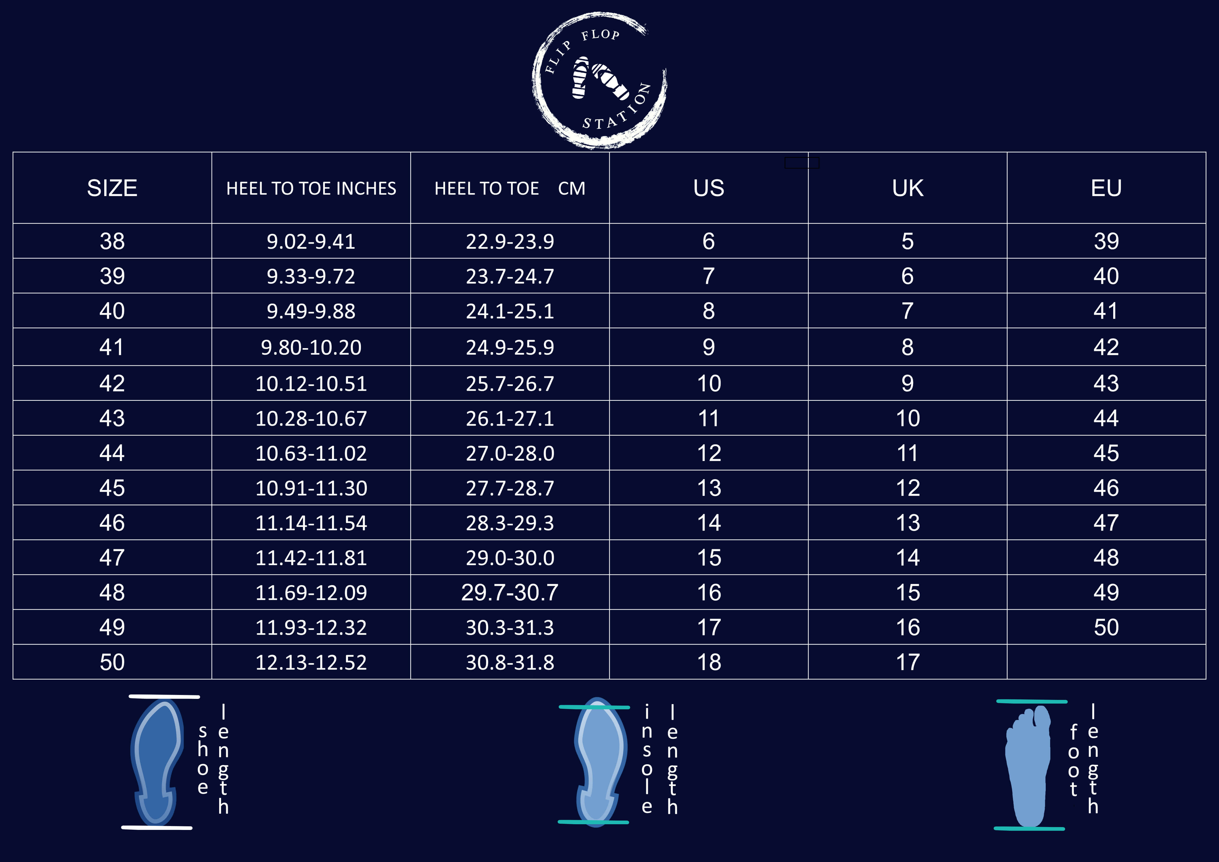 Men's Size Chart Shoes