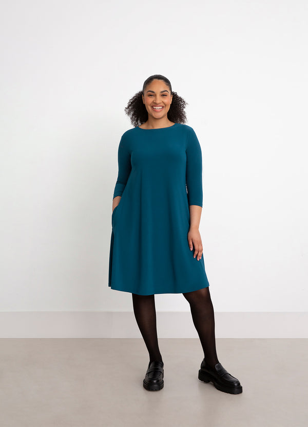 Sympli Trapeze Dress, Short Sleeve – Details Direct