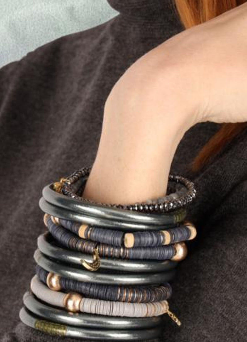 BuDhagirl Graphite Paillette Bracelet - Set of 4