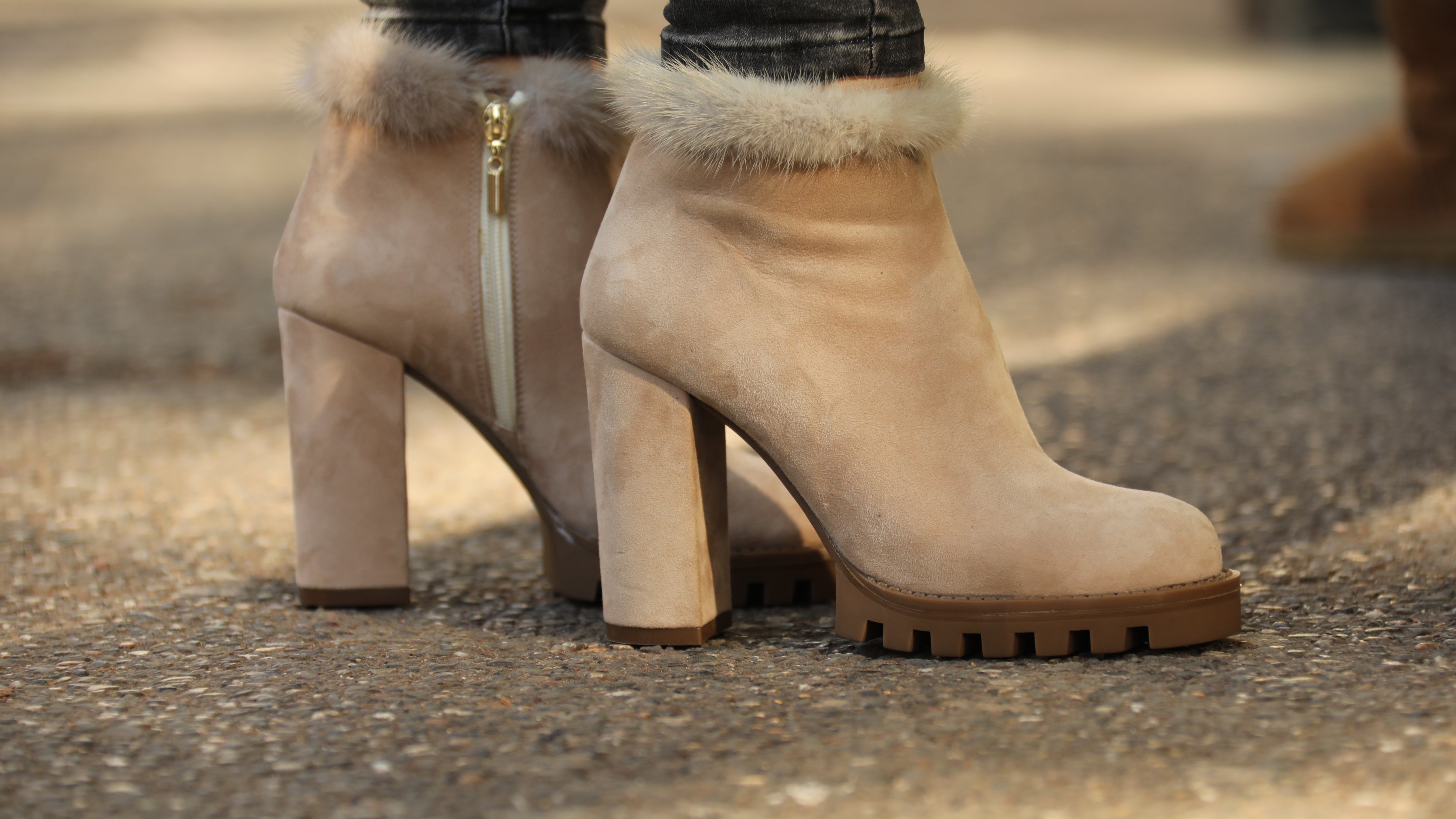 fur lined heeled boots