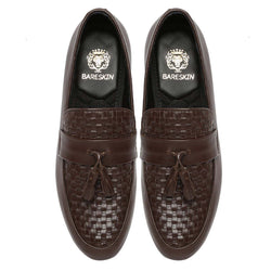 woven leather slip on shoes