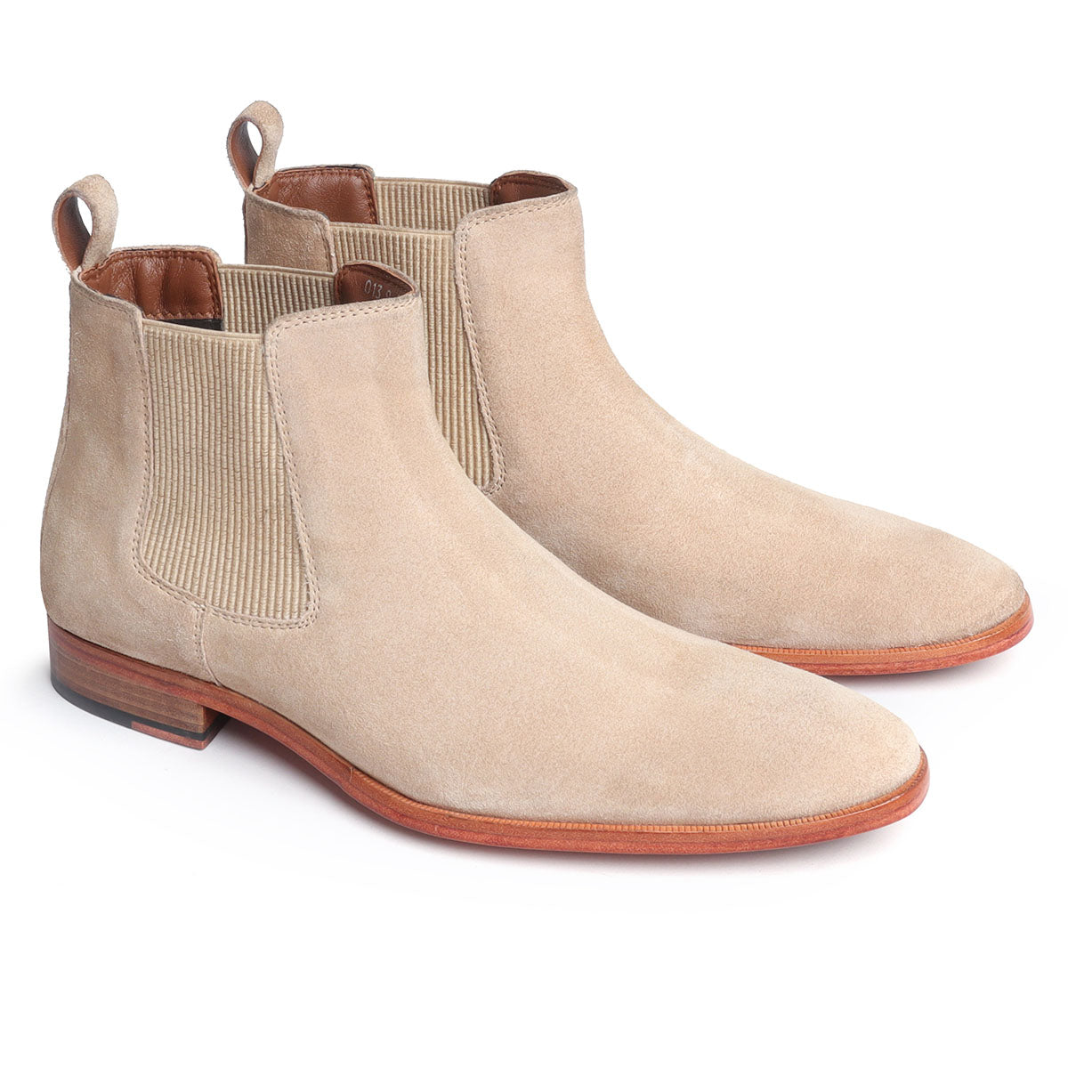 Beige Suede leather Chelsea boots with 